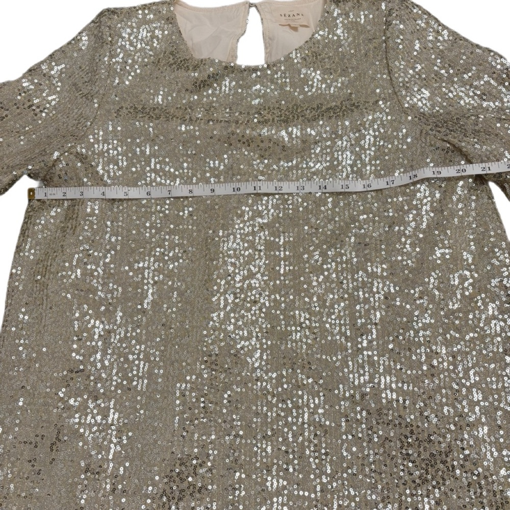 Sézane Annabeth Silver Sequin Long Sleeve Dress – Size 40 (US 8) - Picture 4 of 8
